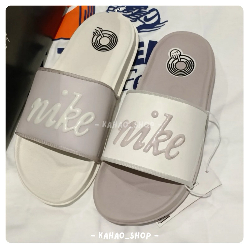 KAHAO_SHOP｜ Nike Swoosh 氣墊拖鞋 白色 紫色鴛鴦 氣墊 Fq7646-102 bq4632111