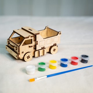 【EAVO】木質砂石車 木製模型 汽車模型 拼裝模型 手工 生日禮 組合玩具 科學玩具 木製汽車 DIY 車 汽車 火車