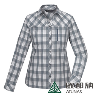 歐都納 女款格子長短袖襯衫(A1SH2403W灰白格/防曬/格紋襯衫/透氣/休閒) 防曬襯衫