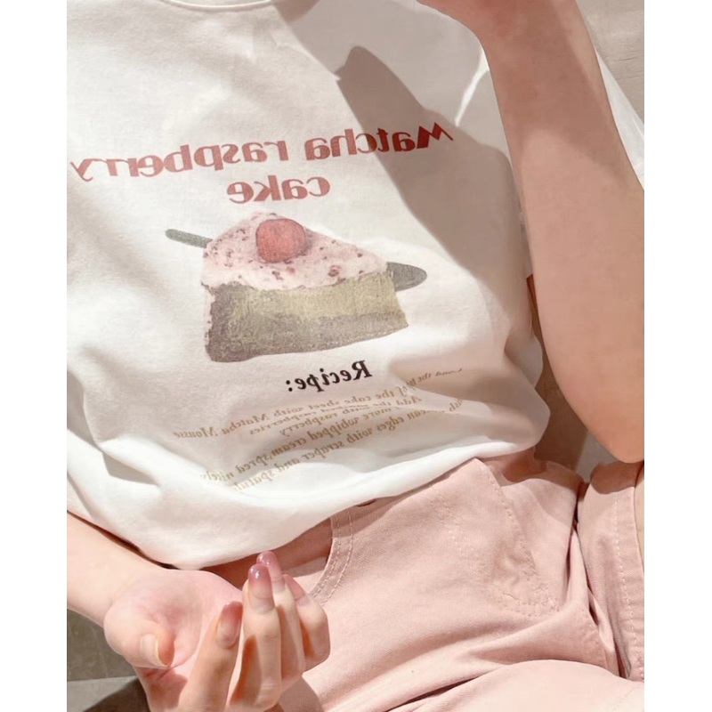 [Howsyourdaygrocery]韓版切片覆盆子蛋糕🍰少女短袖T恤