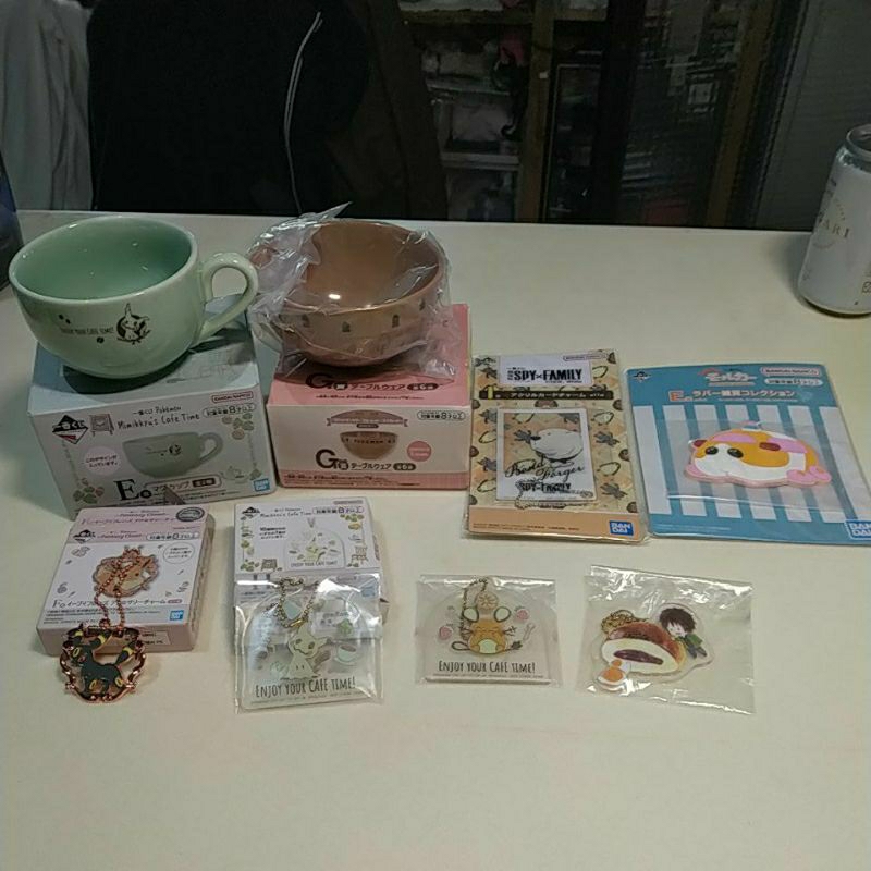 一番賞-寶可夢，間諜家家酒,夏目友人帳，天竺鼠車車碟，航海王，銀魂，阿拉丁，ㄇㄚˊ幾兔，hololive姬森璐娜