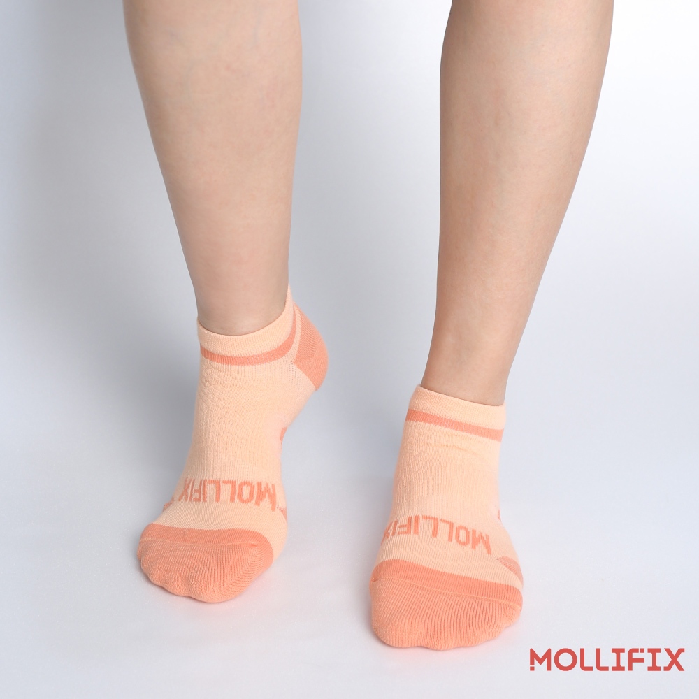 MOLLIFIX 瑪莉菲絲 抗菌拇指外翻跑步襪 21-24_3色(粉橘/礦藍/白+灰)