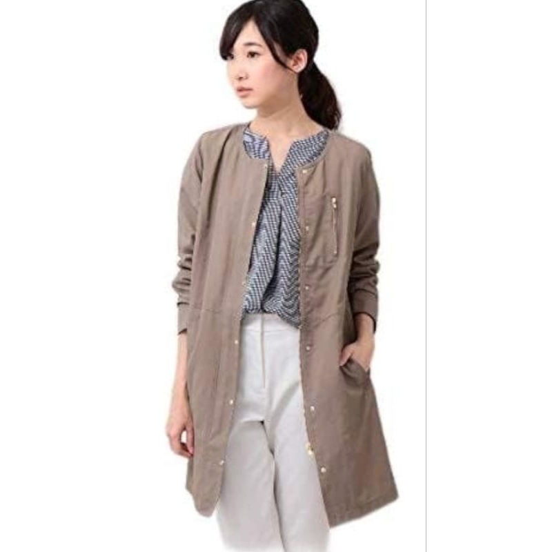 出清價～日本NATURAL BEAUTY BASIC 薄款拉鍊雙口袋風衣外套