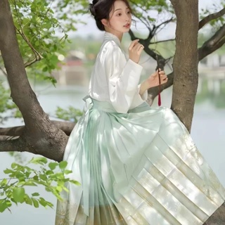 新中式國風改良 漢服 馬面裙 中長款女小個子長裙日常通勤套裝