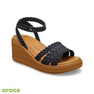 Crocs 卡駱馳 (女鞋)布魯克林編織坡跟涼鞋 209994-001 洞洞鞋