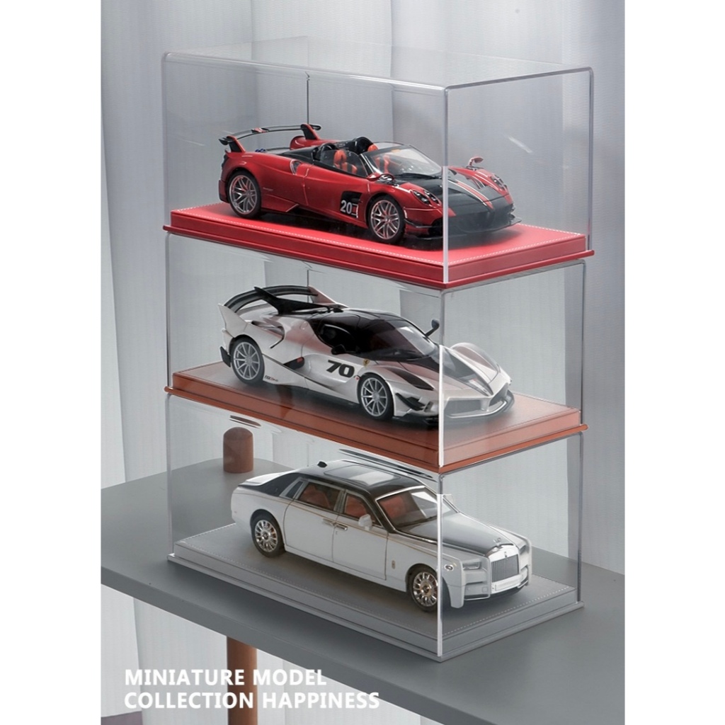 1:18 碳纖維 麂皮 皮革  汽車模型展示盒 展示盒 壓克力 壓克力罩 模型車 壓克力盒 皮底座