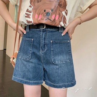 CCGIRL中大尺碼 甜美俏皮感雙口袋彈力牛仔短褲(有後鬆緊+附皮帶)-適L～5L《20606》大尺碼女裝 中大尺碼短褲