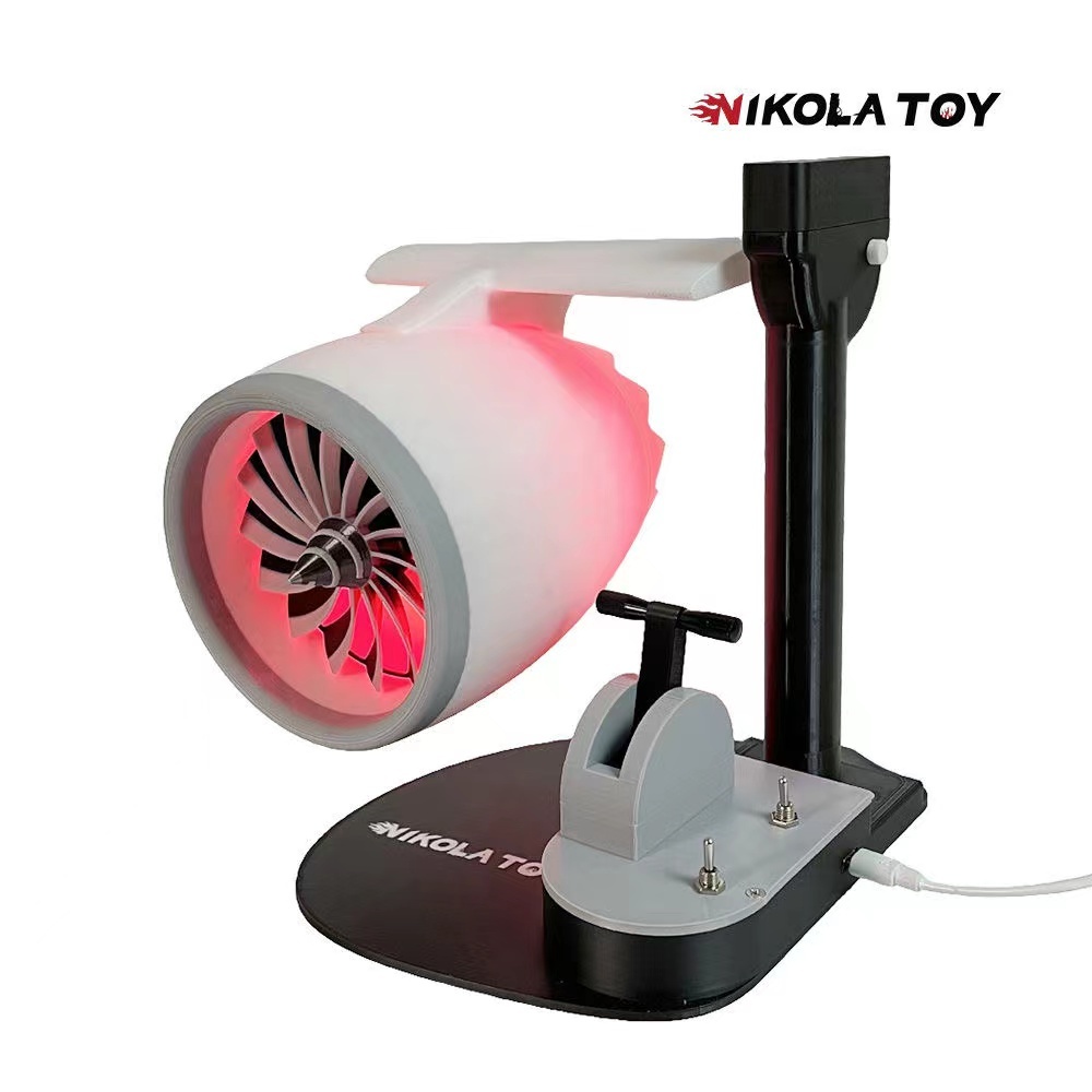 3D列印渦輪扇造型創意JetFan風扇模型 搭載超音波噴霧紅光尾焰