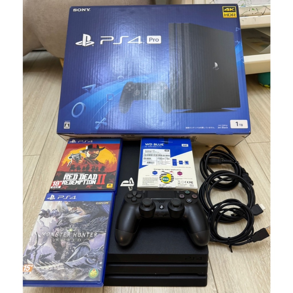 -南港97- SONY PS4 Pro 7100B 1TB 平輸貨 日版 + WD Blue SSD 256B 魔物獵人