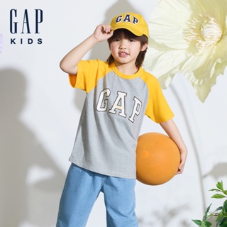 Gap 兒童裝 Logo純棉圓領短袖T恤(1-14歲)-灰色(545580)