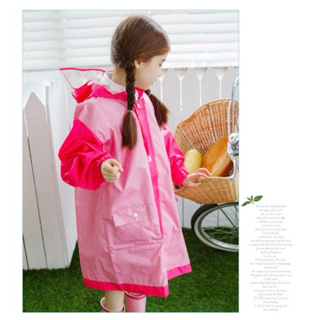 兒童韓國貓頭鷹眼睛款環保雨衣 兒童雨衣 S號 粉紅色 適合90到105公分