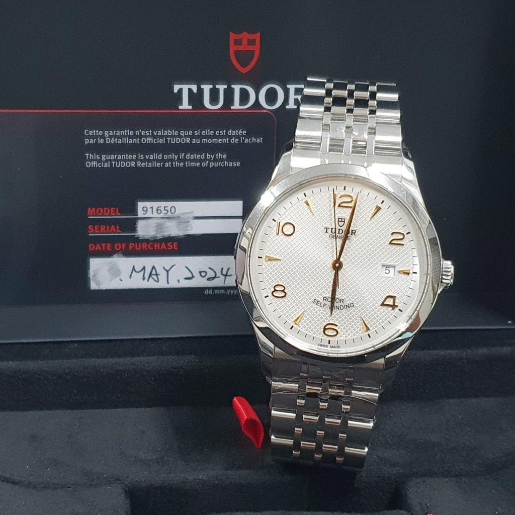 TUDOR 帝舵 2024/05全新未使用 周杰倫代言款 91650 白色浮雕面盤 金色時標 錶徑41 大眾當舖L711