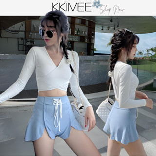 KKimee╭＊【現貨】 三件式【短褲+長袖】【SE223】夏日絕美 女神款 比基尼泳衣 泳裝 大尺碼 2XL
