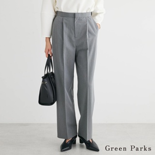 Green Parks 混灰色中央壓線直筒剪裁寬褲(6A41L0F0500)