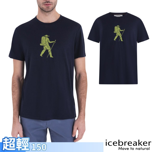 【Icebreaker】男 美麗諾羊毛圓領短袖排汗衣 Tech Lite III 休閒上衣T恤_海軍藍_IB0A56WZ