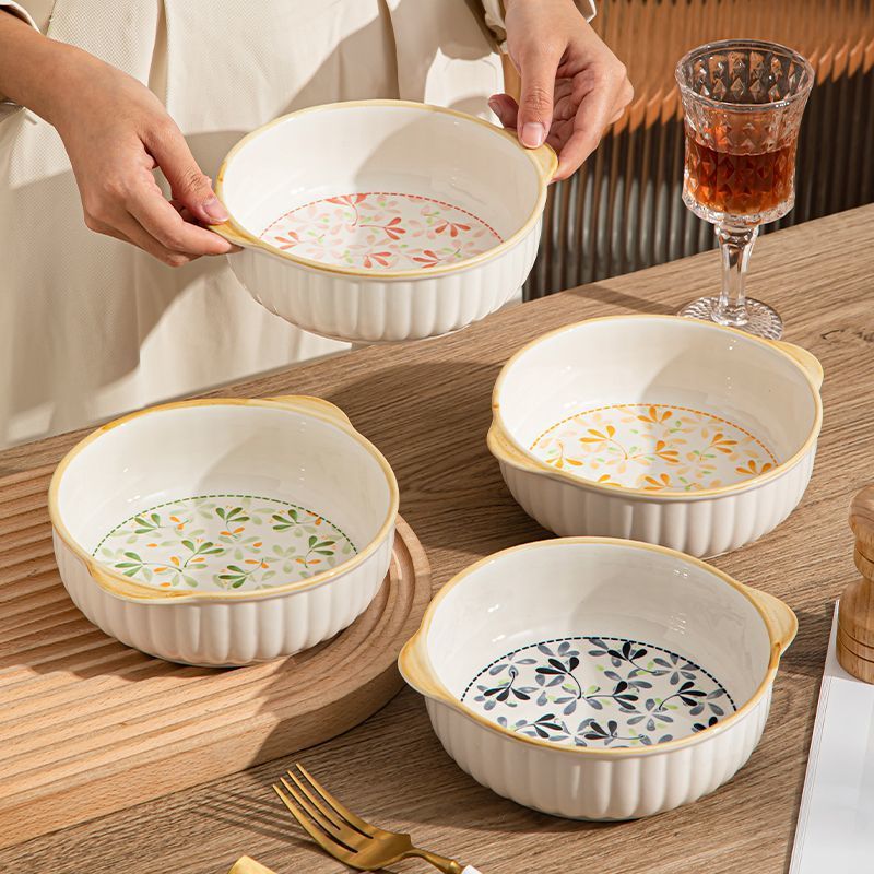 ❤川島❤ 日式陶瓷碗 雙耳碗 陶瓷面碗 沙拉碗 泡面碗 甜品碗 焗烤盤 烤碗 水果碗 沙拉碗 烘焙用具 陶瓷餐具