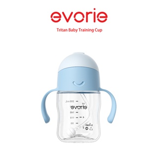 【evorie】Tritan 360度防漏吸管學習水杯200ml(6m+) 晴空藍 /澳洲獲獎設計/嬰兒學飲杯