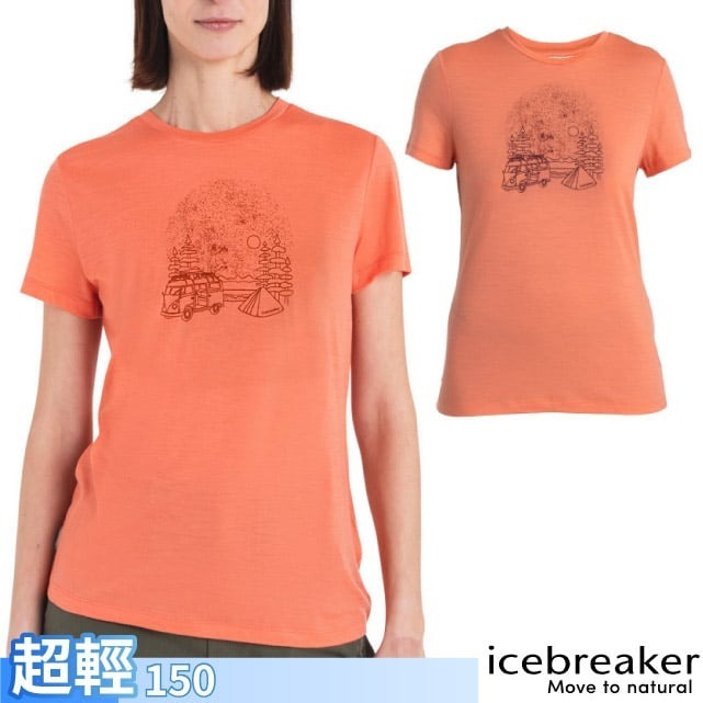 【Icebreaker】女 圓領短袖羊毛排汗衣-150 Tech Lite III 運動T恤_莓粉_IB0A575V