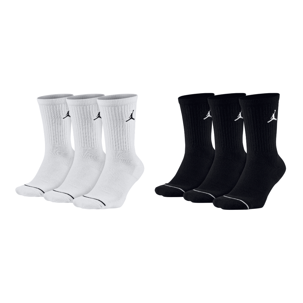 Nike 襪子 Jordan Everyday 中筒襪 運動襪 休閒襪 踝襪 長襪 棉襪 三雙一組 厚底 透氣 白 黑