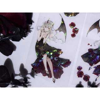 【紙膠帶循環分裝】野香蕉手帳社x巫女sama 惡魔嘆息 貝殼光 pet 熱門網紅 惡魔女孩 實拍 現貨 手帳貼紙 咕卡