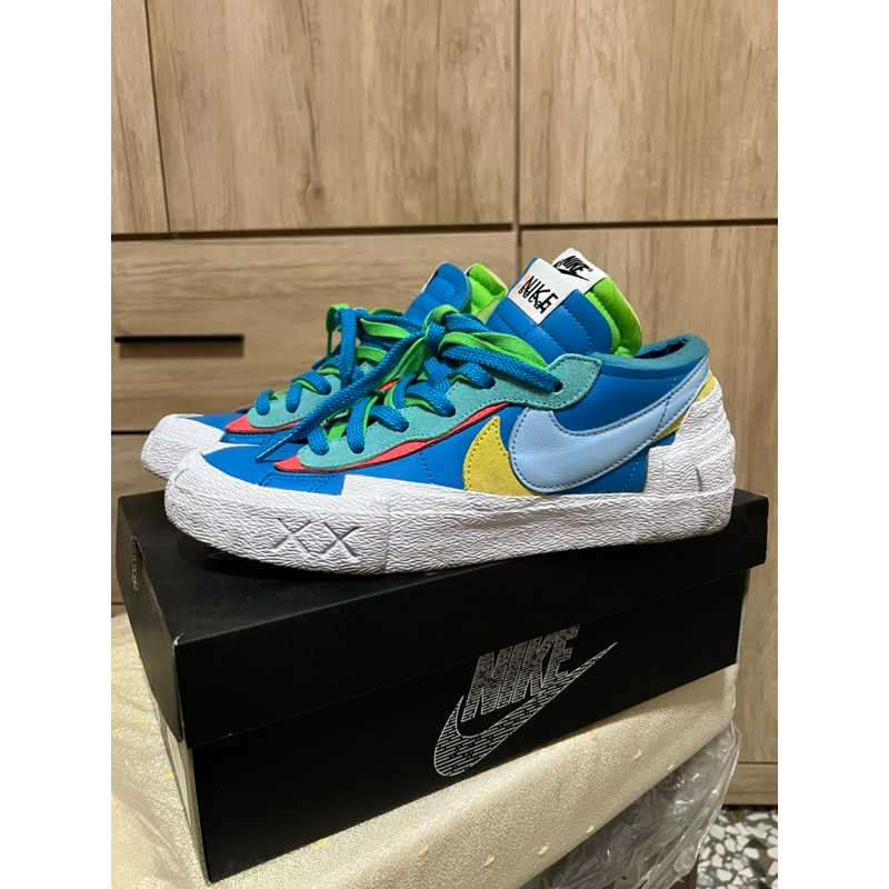 Sacai x Nike BLAZER LOW 重磅聯名 解構 雙勾 藍綠色 黃橘色 二手