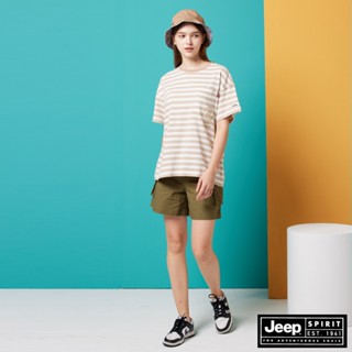 JEEP 女裝 抗撕裂多口袋工裝工裝短褲-綠