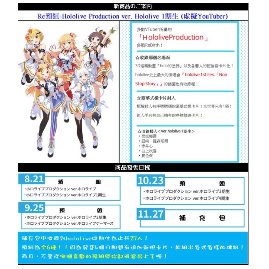 [NA諾亞舟] Re預組 Hololive Production ver. Hololive 1期生 Vtuber 全新