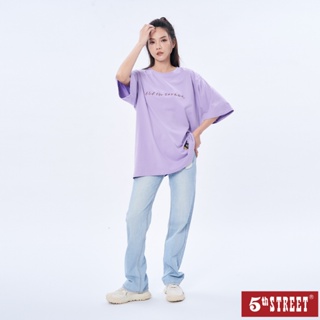 5th STREET 女裝彩色草寫logo設計短袖T恤-紫色