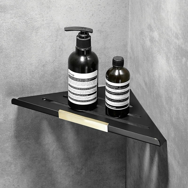 北歐浴室牆角洗髮精置物架芬蘭輕奢不鏽鋼三角架收納免打孔