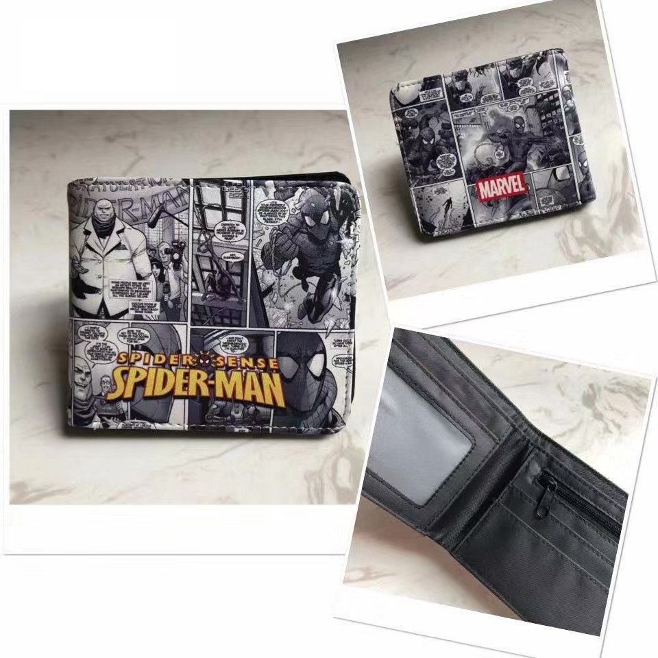 [現貨]皮夾錢包 蜘蛛人SPIDERMAN 黑白漫畫 復仇者聯盟 動漫漫威趣味創意惡搞古怪交換生日禮品
