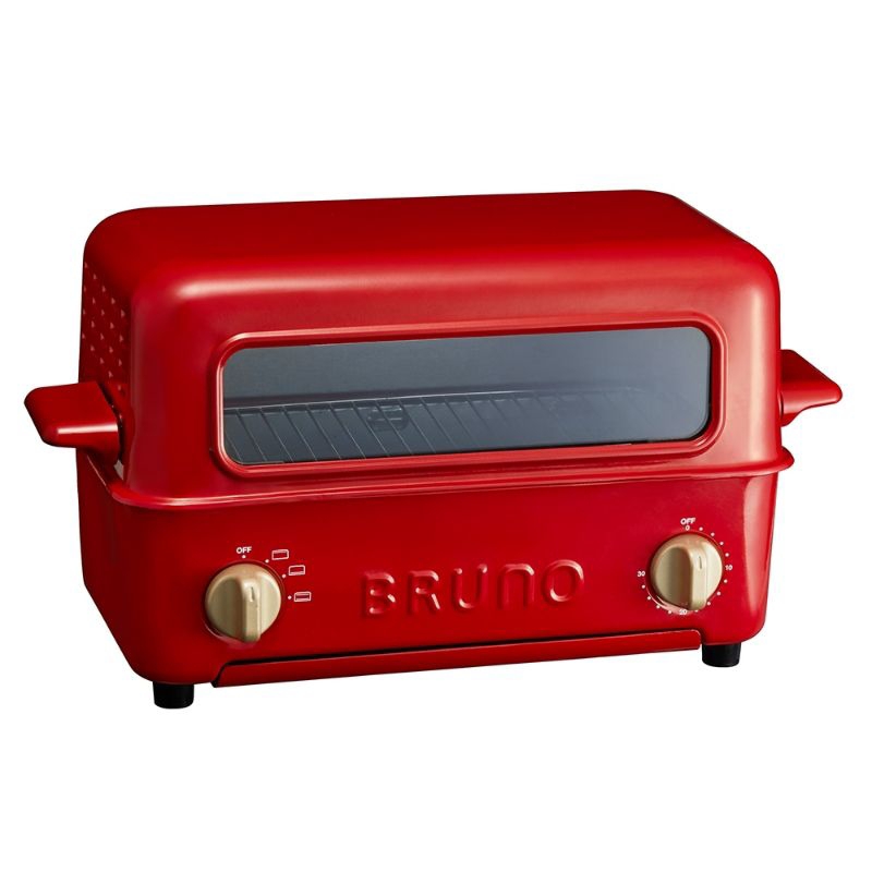 日本BRUNO上掀式水蒸氣循環燒烤箱-復古紅 全新含外箱