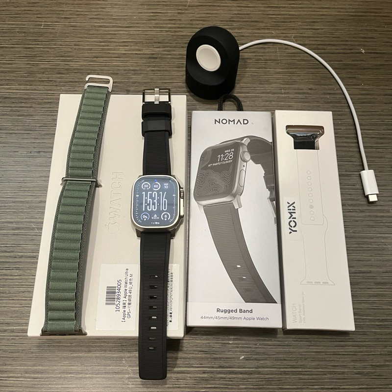 ［近新電池健康度100%］Apple Watch Ultra 附NOMAD錶帶/矽膠黑錶帶/原廠錶帶