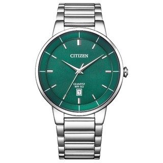 CITIZEN 星辰 GENT'S 時尚男錶系列 簡約不鏽鋼石英錶 日期顯示 綠面 BI5120-51X