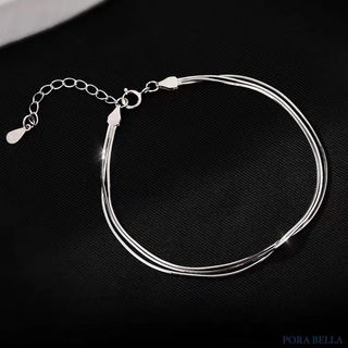 《Porabella》925純銀手鍊 蛇骨手鍊 三層手鍊 純銀手鍊 間約設計 個性手鍊 小眾ins Bracelets