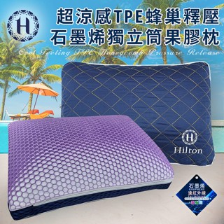 【Hilton 希爾頓】超涼感TPE蜂巢釋壓石墨烯獨立筒彈簧果膠枕
