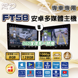 【RD多媒體安八核心安卓主機】FT58 360環景安卓主機 八核8+128 G全觸控超大螢幕.安卓機