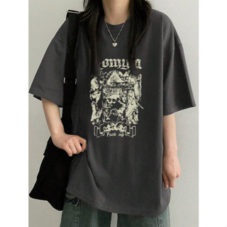 【Move】100%純棉 美式復古 圓領短袖T恤 夏季韓版上衣 女生衣服短袖t 設計感t恤 寬鬆大學t 美式短袖