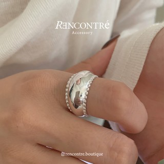 『限定優惠/韓國 時髦🇰🇷 高階大鏡面花邊 開口戒指』Rencontre 925純銀 韓國戒指 東大門 亮面 寬 純銀戒