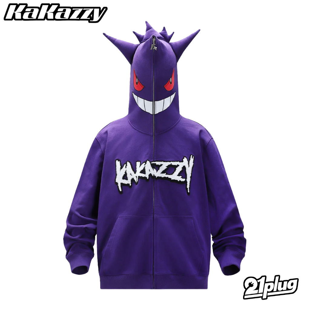 【21plug🔌】Kakazzy - 耿鬼 蒙面拉鍊造型連帽外套 寶可夢