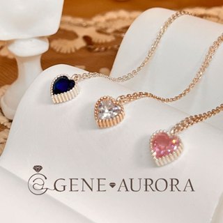 【GENE AURORA】 s925純銀 ins愛心鑽石鎖骨項鍊