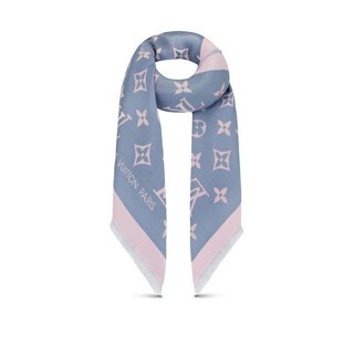 臺灣現貨 絕版款式 MISS LV 只有一條 全新正品 LV M76170 淺藍色 大披巾 羊毛+純絲 長圍巾