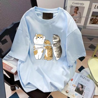 一萬個推薦！短袖衣服 貓咪 t恤 寬鬆上衣 美式短袖 可愛風衣服 純棉上衣 顯瘦上衣 休閒上衣 夏天衣服女 學生黨衣服