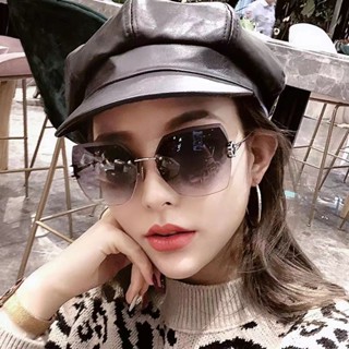 太陽眼鏡女 墨鏡女 無框墨鏡 多色可選 年度最新網紅爆款無邊框防紫外線墨鏡 眼鏡墨鏡 切邊多邊鏡片太陽鏡 無框墨鏡