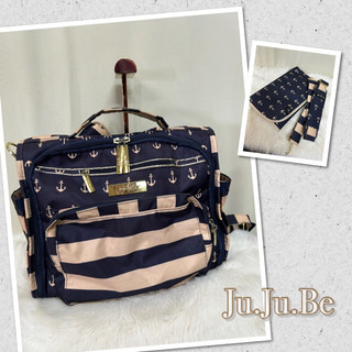 🎀二手衣倉🎀Ju Ju Be B.F.F. Diaper Bag航海海軍藍/香檳條紋換尿布墊AL0160 尿布包/媽媽包