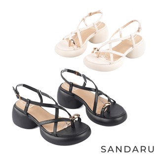 山打努SANDARU-涼鞋 金屬套趾交叉細帶厚底涼鞋