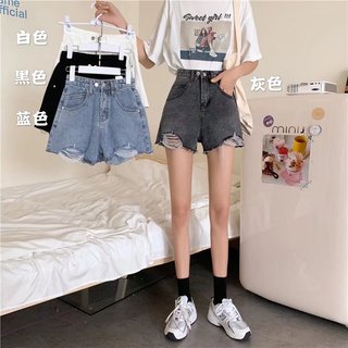 💕甜心大尺碼💕M-5XL 大尺碼牛仔短褲女夏季寬松高腰a字新款薄大碼女裝短熱褲