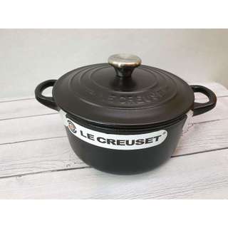 (第72箱) 全新 法國 Le Creuset LC 16cm 1.3L 霧面黑 琺瑯鑄鐵典藏圓鍋 湯鍋 深鍋 雙耳