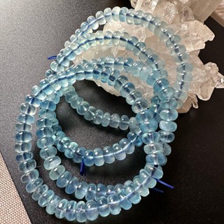 小極品-螢光感冰透有色度 海藍寶單圈7.4mm+（單圈）盤珠饅頭珠 手珠手鍊DIY串珠隔珠