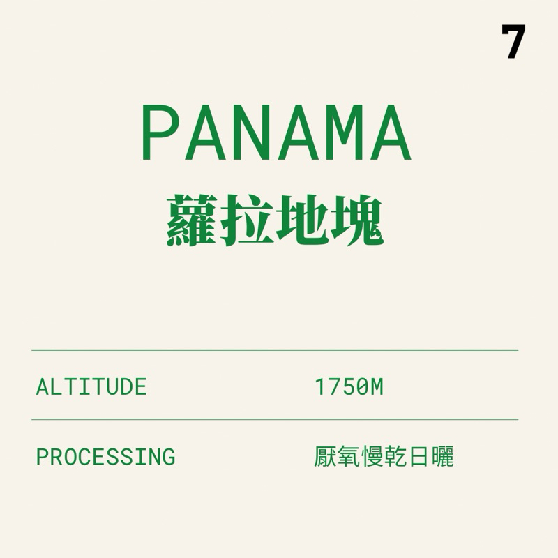 〔柒方生豆〕巴拿馬 波奎特 阿爾鐵里莊園 蘿拉地塊 厭氧慢乾日曬 咖啡生豆500克