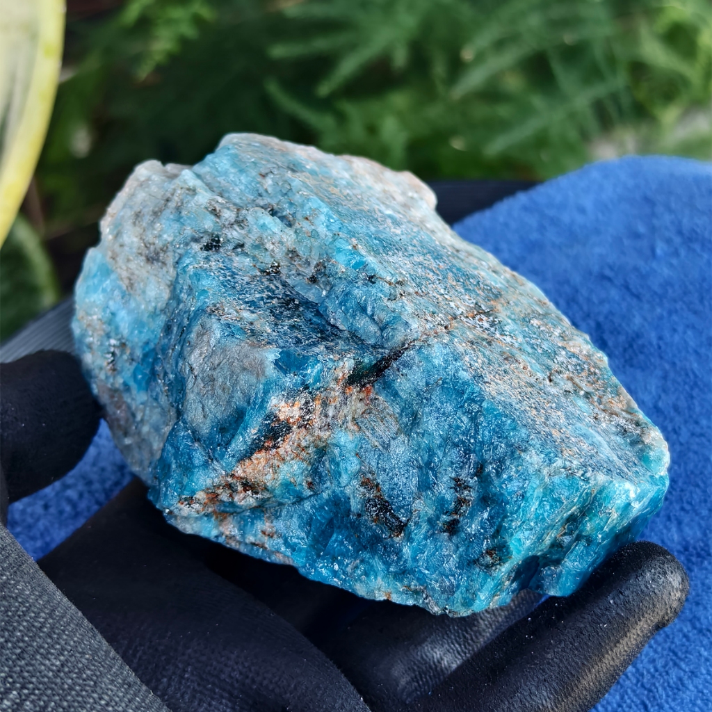 [友克鑫礦業]dd354約重499g-大塊藍磷灰 原礦 磷灰石 Apatite 天然水晶 原石 藍磷灰石